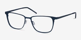 Slight Matte Navy Métal Montures de lunettes de vue d'EyeBuyDirect, Vue d'Angle