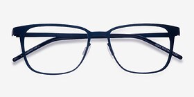 Slight Matte Navy Métal Montures de lunettes de vue d'EyeBuyDirect, Vue Rapprochée