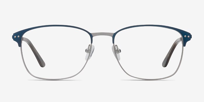 Arcadian Navy Silver Métal Montures de lunettes de vue d'EyeBuyDirect