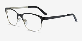 Baker Street Black Silver Métal Montures de lunettes de vue d'EyeBuyDirect, Vue d'Angle