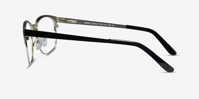 Baker Street Black Silver Métal Montures de lunettes de vue d'EyeBuyDirect