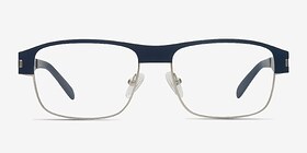 Wallace Matte Navy Métal Montures de lunettes de vue d'EyeBuyDirect, Vue de Face