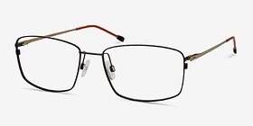 Balance Black Golden Métal Montures de lunettes de vue d'EyeBuyDirect, Vue d'Angle