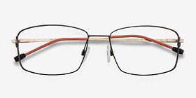 Balance Black Golden Métal Montures de lunettes de vue d'EyeBuyDirect, Vue Rapprochée