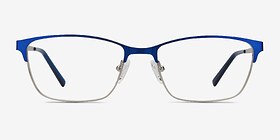 Cascade Bleu Métal Montures de lunettes de vue d'EyeBuyDirect, Vue de Face