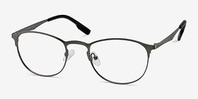 Function Gunmetal Métal Montures de lunettes de vue d'EyeBuyDirect, Vue d'Angle