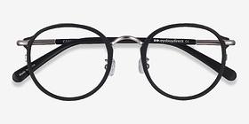 Carnival Matte Black Acetate-metal Montures de lunettes de vue d'EyeBuyDirect, Vue Rapprochée