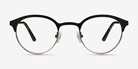Fixate Black Golden Métal Montures de lunettes de vue d'EyeBuyDirect, Vue de Face