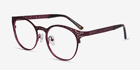 Lattice Red Purple Métal Montures de lunettes de vue d'EyeBuyDirect, Vue d'Angle