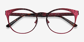 Lattice Red Purple Métal Montures de lunettes de vue d'EyeBuyDirect, Vue Rapprochée