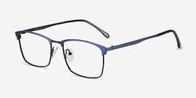 Signal Bleu Métal Montures de lunettes de vue d'EyeBuyDirect, Vue d'Angle