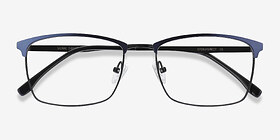 Signal Bleu Métal Montures de lunettes de vue d'EyeBuyDirect, Vue Rapprochée
