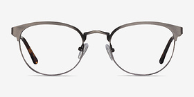 The Works Gunmetal Métal Montures de lunettes de vue d'EyeBuyDirect, Vue de Face