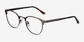 The Works Gunmetal Métal Montures de lunettes de vue d'EyeBuyDirect, Vue d'Angle