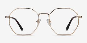 Octave Doré Métal Montures de lunettes de vue d'EyeBuyDirect, Vue de Face