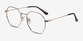 Octave Doré Métal Montures de lunettes de vue d'EyeBuyDirect, Vue d'Angle