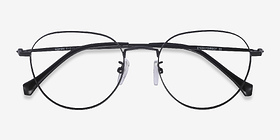 Inspire Noir Métal Montures de lunettes de vue d'EyeBuyDirect, Vue Rapprochée