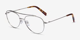 Max Argenté Métal Montures de lunettes de vue d'EyeBuyDirect, Vue d'Angle