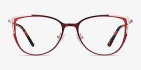 Garance Red & Gold Métal Montures de lunettes de vue d'EyeBuyDirect, Vue de Face