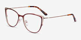 Garance Red & Gold Métal Montures de lunettes de vue d'EyeBuyDirect, Vue d'Angle
