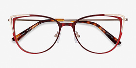 Garance Red & Gold Métal Montures de lunettes de vue d'EyeBuyDirect, Vue Rapprochée