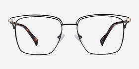 Hewitt Black Gold Métal Montures de lunettes de vue d'EyeBuyDirect, Vue de Face