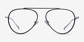 Cana Black  Silver Métal Montures de lunettes de vue d'EyeBuyDirect, Vue de Face