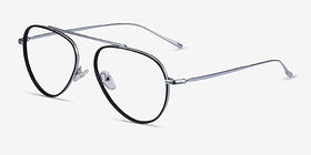 Cana Black  Silver Métal Montures de lunettes de vue d'EyeBuyDirect, Vue d'Angle