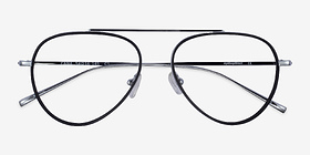 Cana Black  Silver Métal Montures de lunettes de vue d'EyeBuyDirect, Vue Rapprochée