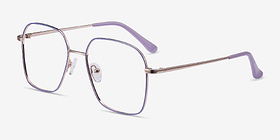 Arty Purple & Gold Métal Montures de lunettes de vue d'EyeBuyDirect, Vue d'Angle