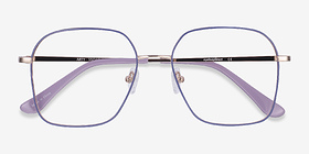 Arty Purple & Gold Métal Montures de lunettes de vue d'EyeBuyDirect, Vue Rapprochée