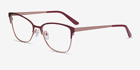 Marlena Burgundy  Rose Gold Métal Montures de lunettes de vue d'EyeBuyDirect, Vue d'Angle