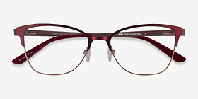 Marlena Burgundy  Rose Gold Métal Montures de lunettes de vue d'EyeBuyDirect, Vue Rapprochée