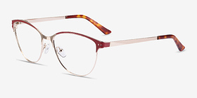 Rosa Red & Gold Métal Montures de lunettes de vue d'EyeBuyDirect, Vue d'Angle