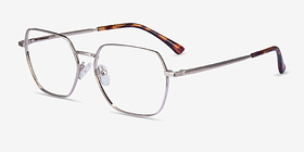 Marlow Argenté Métal Montures de lunettes de vue d'EyeBuyDirect, Vue d'Angle