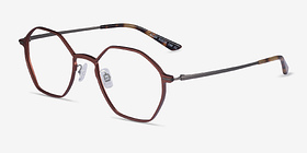 Alloy Brown & Gunmetal Titanium Montures de lunettes de vue d'EyeBuyDirect, Vue d'Angle