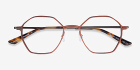 Alloy Brown & Gunmetal Titanium Montures de lunettes de vue d'EyeBuyDirect, Vue Rapprochée