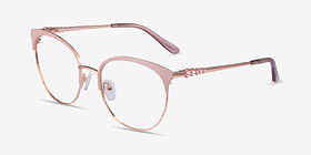 Gem Pink Rose Gold Métal Montures de lunettes de vue d'EyeBuyDirect, Vue d'Angle