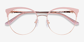 Gem Pink Rose Gold Métal Montures de lunettes de vue d'EyeBuyDirect, Vue Rapprochée
