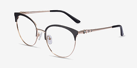 Gem Black Gold Métal Montures de lunettes de vue d'EyeBuyDirect, Vue d'Angle