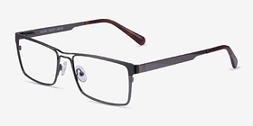 Biloxi Dark Gunmetal Métal Montures de lunettes de vue d'EyeBuyDirect, Vue d'Angle