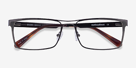 Biloxi Dark Gunmetal Métal Montures de lunettes de vue d'EyeBuyDirect, Vue Rapprochée