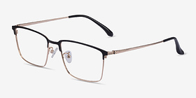 Example Black  Gold Métal Montures de lunettes de vue d'EyeBuyDirect, Vue d'Angle