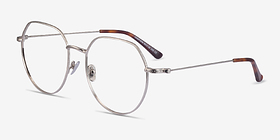Emotion Argenté Métal Montures de lunettes de vue d'EyeBuyDirect, Vue d'Angle