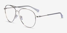 Jerrie Argenté Métal Montures de lunettes de vue d'EyeBuyDirect, Vue d'Angle