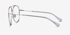Jerrie Argenté Métal Montures de lunettes de vue d'EyeBuyDirect, Vue de Côté