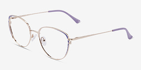 Scala Gold Purple Métal Montures de lunettes de vue d'EyeBuyDirect, Vue d'Angle