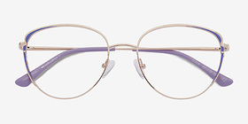 Scala Gold Purple Métal Montures de lunettes de vue d'EyeBuyDirect, Vue Rapprochée