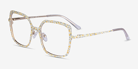 Althea Yellow Floral Métal Montures de lunettes de vue d'EyeBuyDirect, Vue d'Angle
