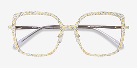 Althea Yellow Floral Métal Montures de lunettes de vue d'EyeBuyDirect, Vue Rapprochée